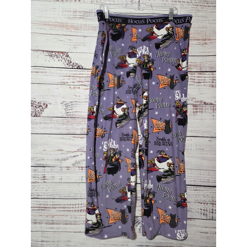 Disney Hocus Pocus Sanderson Sister Purple Fleece Pajama Pant XL Lounge Pockets